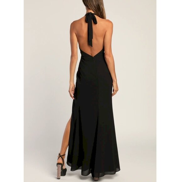 Lulus' Captured Your Heart Black Halter Maxi Dress Size XS NWOT - Picture 3 of 7